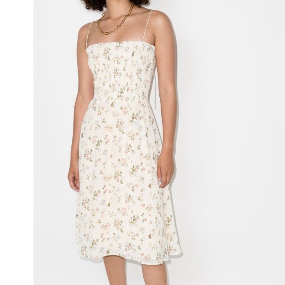 Reformation Sable Dress Carine Light Florals Midi Smock Dress